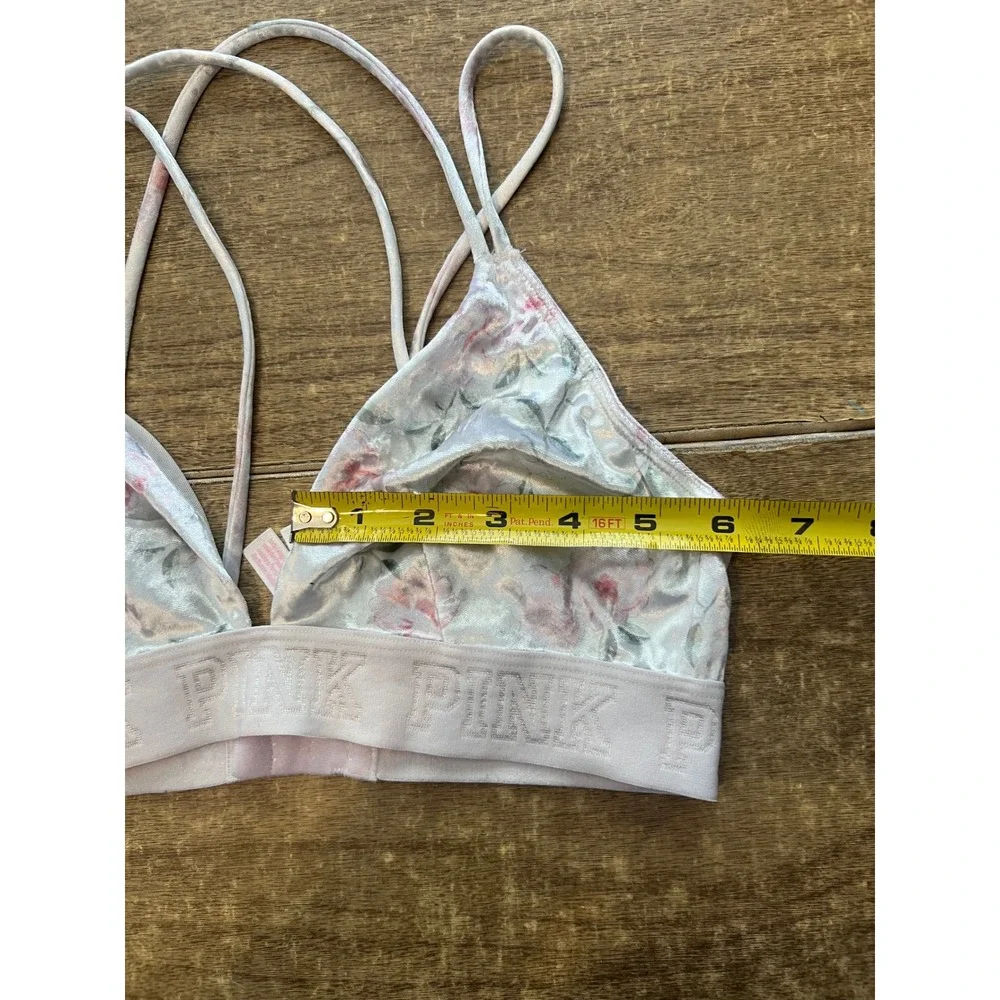Victoria's Secret‎ PINK Velour Floral Print Unlined Adjustable Bralette SZ SMALL